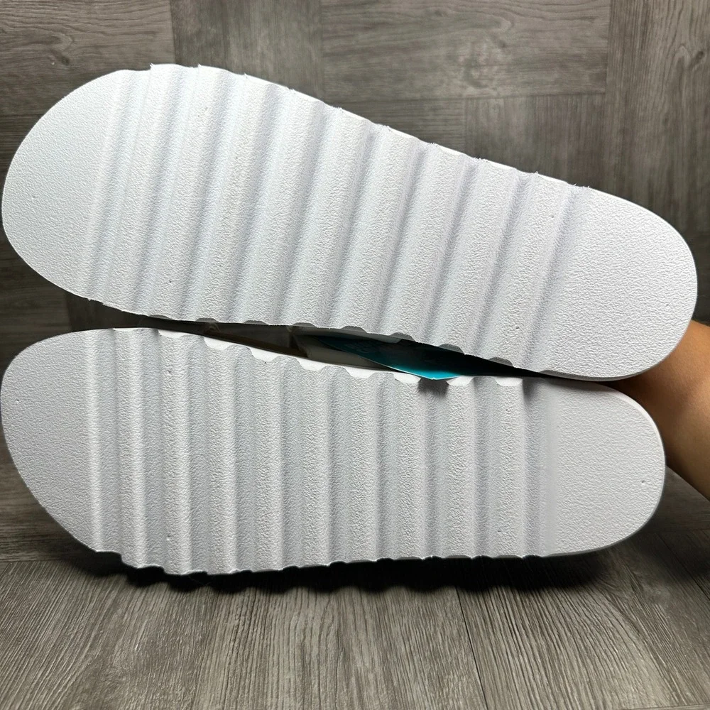 Reef Banded Horizon Hi Women 11 White Platform Slide Sandals NEW CI8435